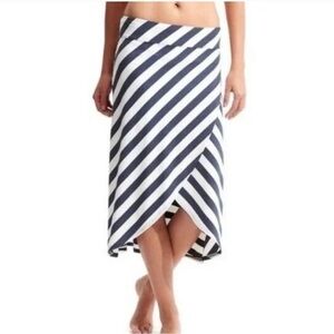 Athleta Ribbon Stripe Faux Wrap Tulip Hem Midi Skirt